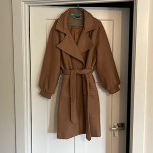Boohoo maternity wool winter wrap coat tan